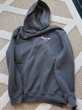 White Fox Boutique Charcoal Hoodie with Pink Logo